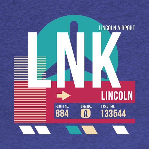 Lincoln, Nebraska (LNK) Airport Code Baggage Tag by SLAG_Creative